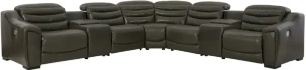 Signature Design by Ashley® Center Line 7-Piece Dark Gray L-Shape Power Reclining Sectional