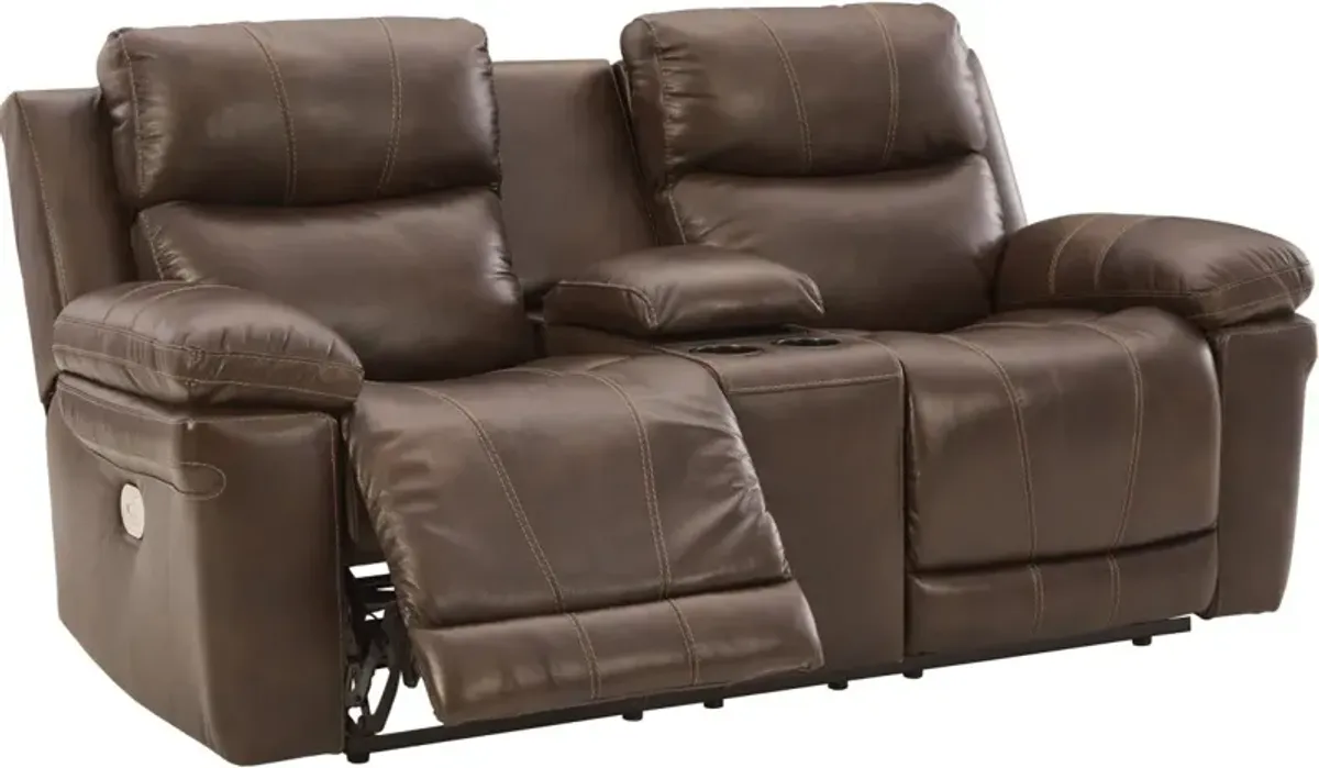 Signature Design by Ashley® Edmar Chocolate Power Reclining Console Loveseat