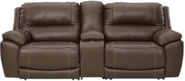 Signature Design by Ashley® Dunleith 3-Piece Chocolate Power Reclining Loveseat with Console