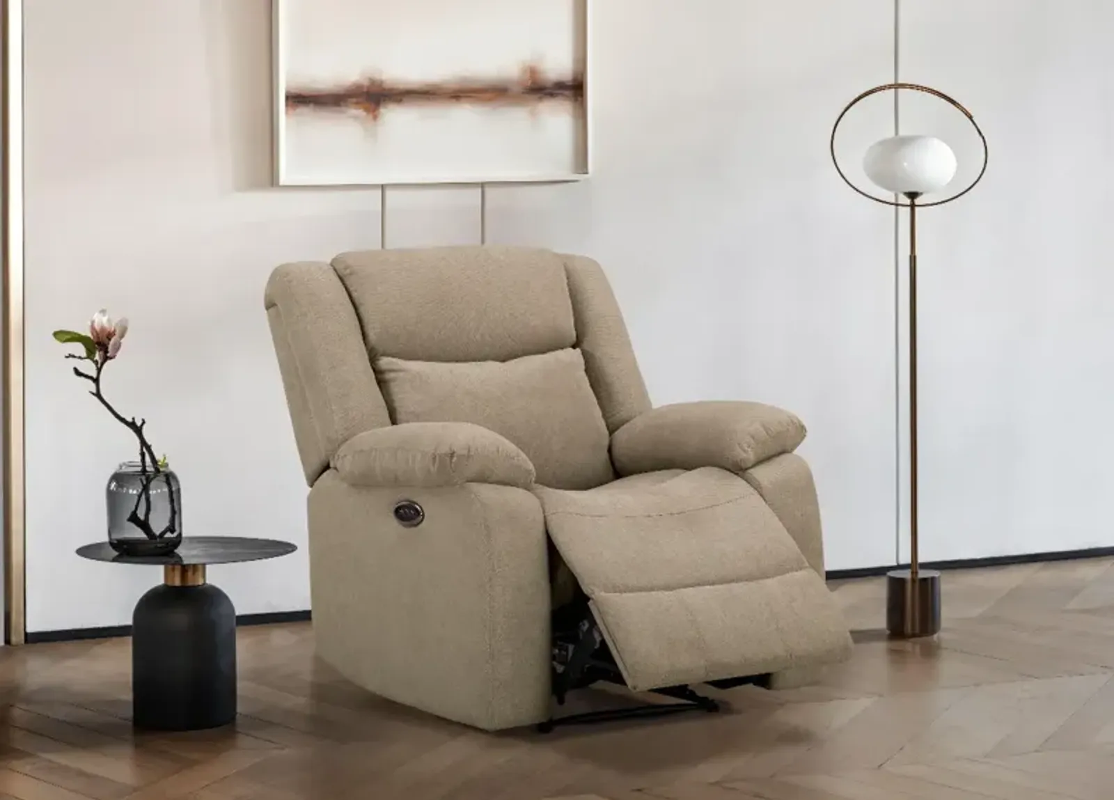 Lifestyle Cosmo Taupe Power Recliner with Power Headrest