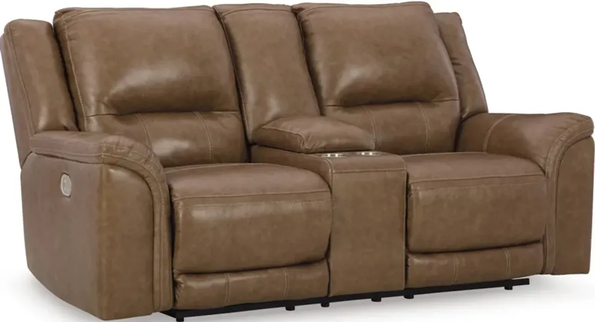 Signature Design by Ashley® Trasimeno Caramel Power Reclining Loveseat with Console