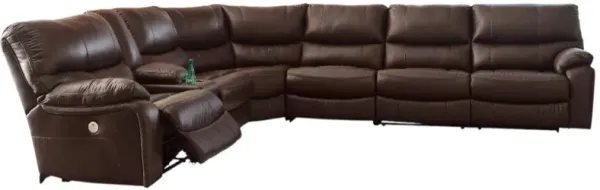 Signature Design by Ashley® Family Circle 4-Piece Dark Brown L-Shape Power Reclining Sectional