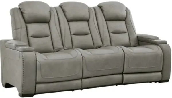 Signature Design by Ashley® The Man-Den Gray Power Reclining Sofa with Adjustable Headrest