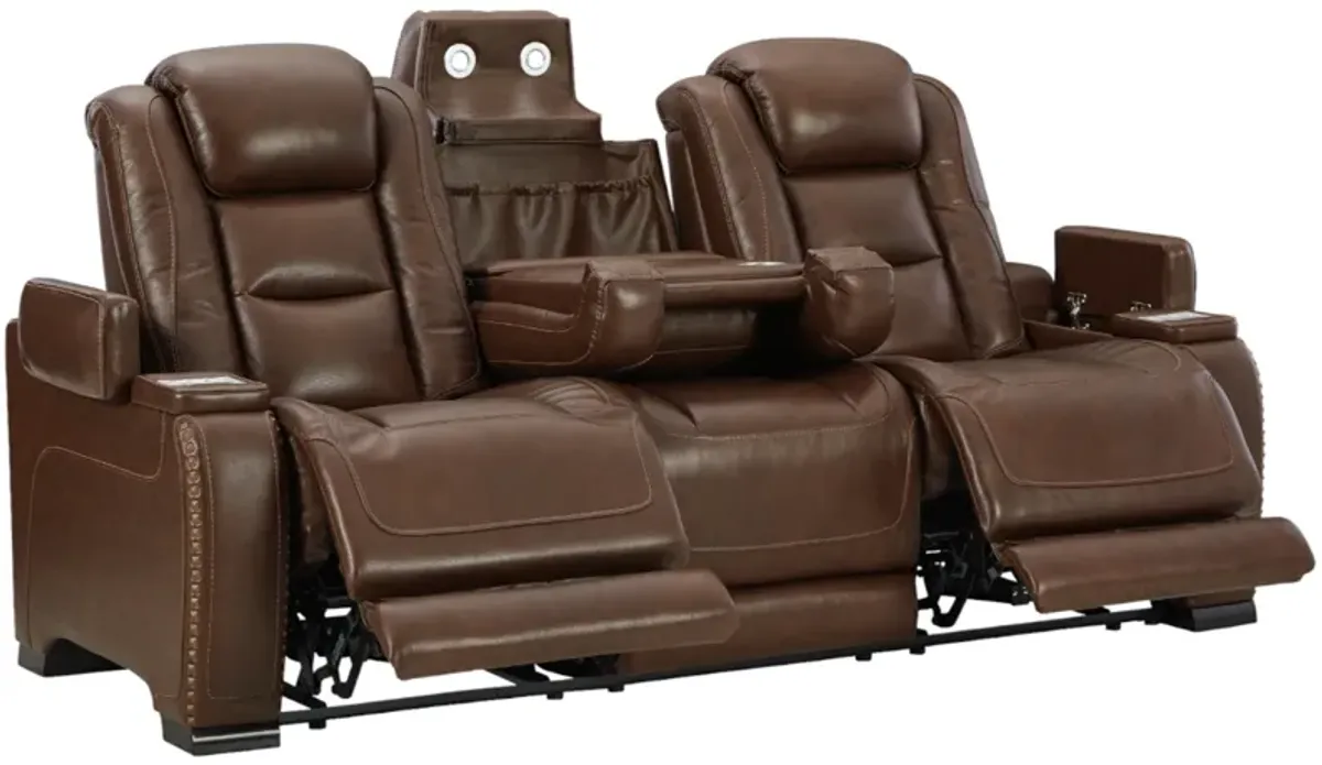 Signature Design by Ashley® The Man-Den Mahogany Power Reclining Sofa