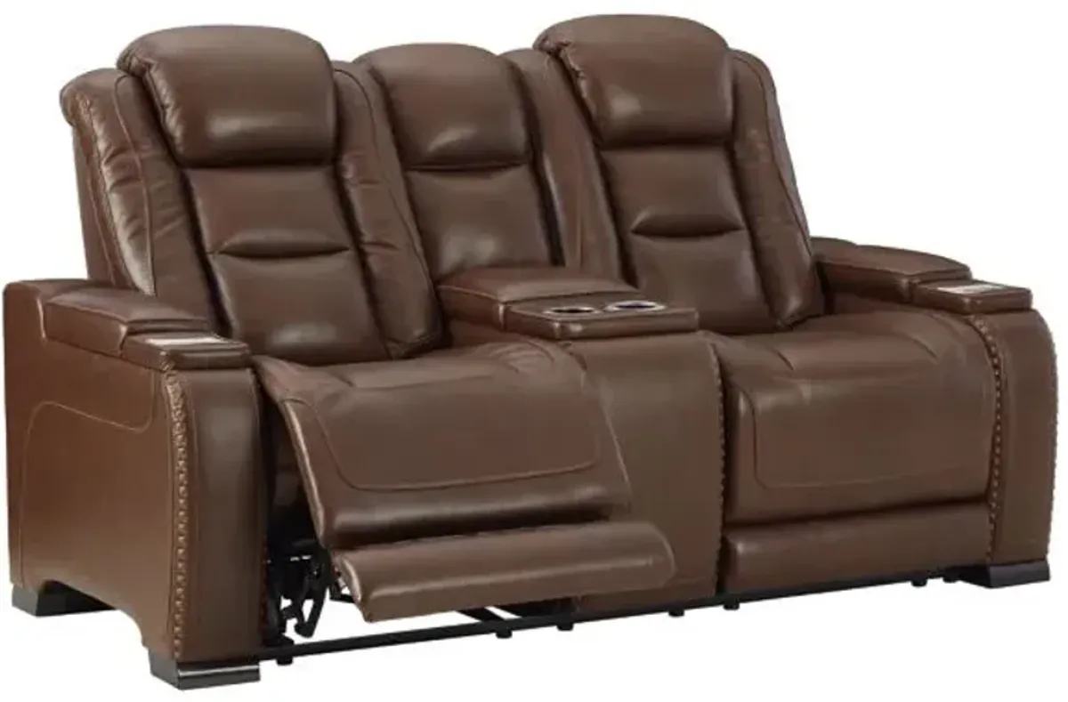 Signature Design by Ashley® The Man-Den Mahogany Power Reclining Loveseat