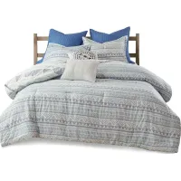 Olliix by Urban Habitat Rochelle 7 Piece Blue King/California King Cotton Reversible Comforter Set