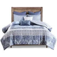 Olliix by Urban Habitat 7 Piece Blue Full/Queen Maggie Reversible Cotton Comforter Set