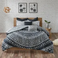 Olliix by Urban Habitat Black Full/Queen Larisa 7 Piece Cotton Reversible Comforter Set