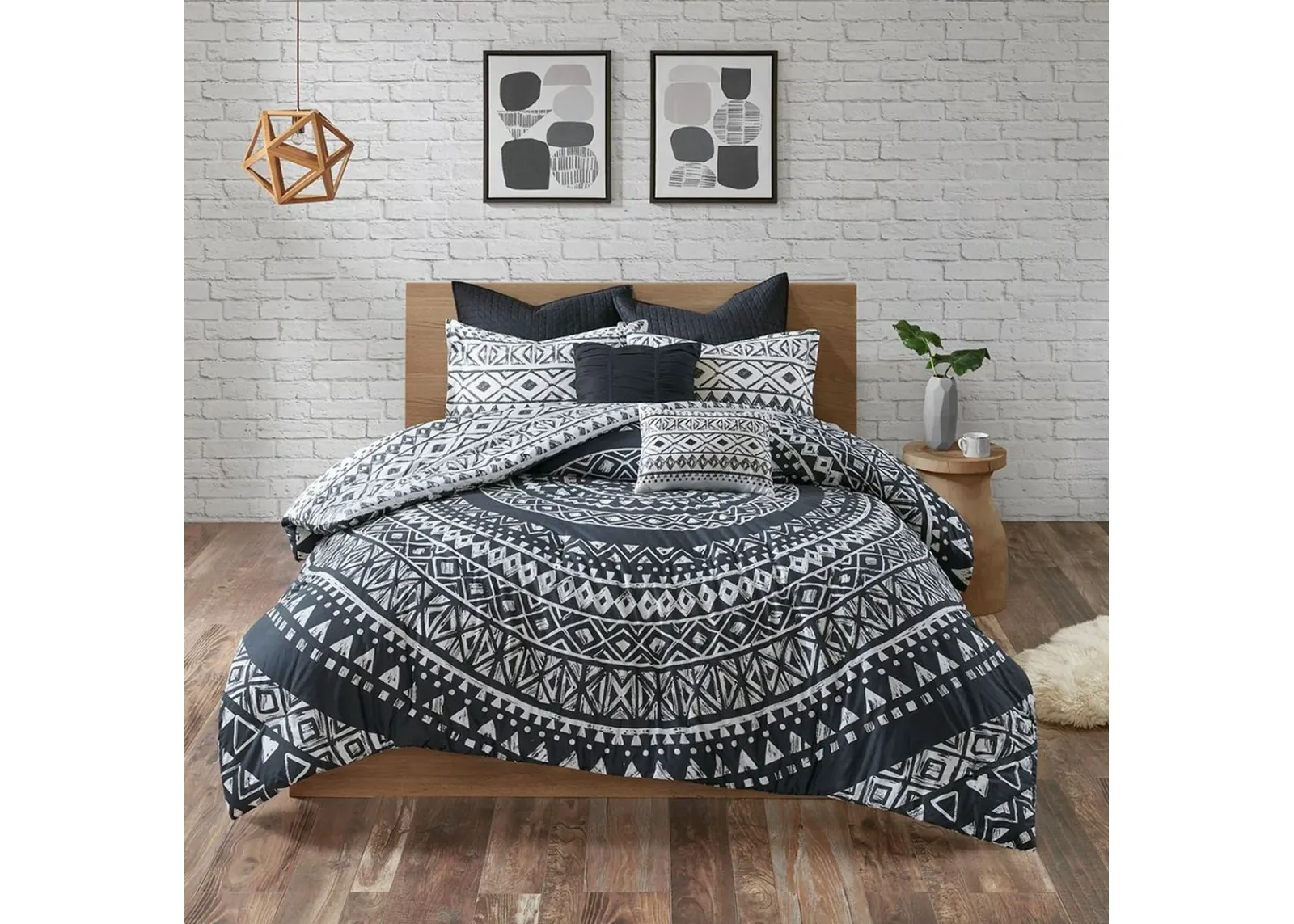 Olliix by Urban Habitat Black King/California King Larisa 7 Piece Cotton Reversible Comforter Set