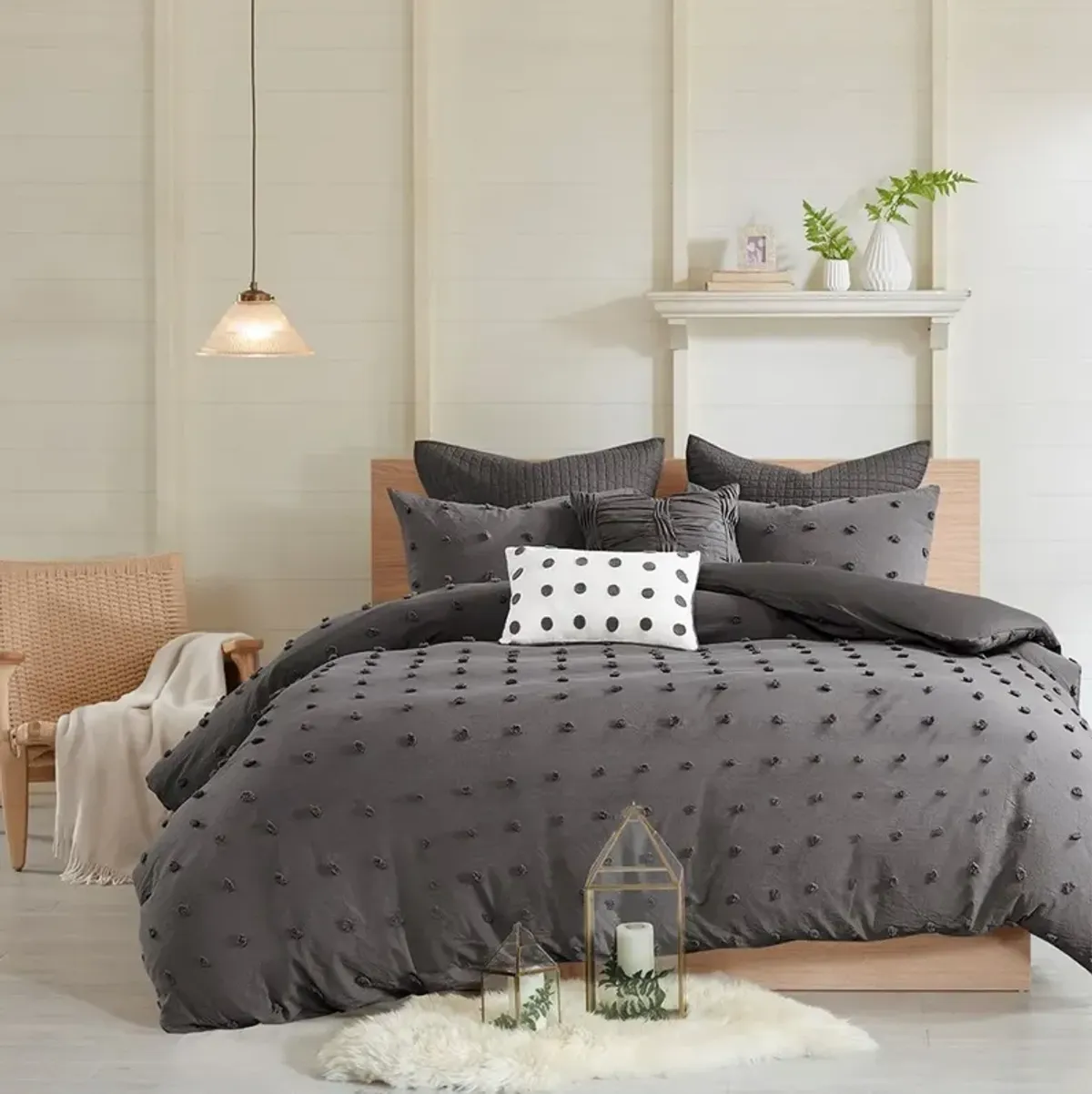 Olliix by Urban Habitat Charcoal Twin/Twin XL Brooklyn Cotton Jacquard Comforter Set