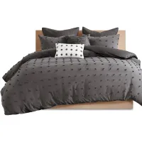 Olliix by Urban Habitat Charcoal King/California King Brooklyn Cotton Jacquard Comforter Set