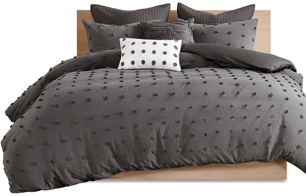 Olliix by Urban Habitat Charcoal King/California King Brooklyn Cotton Jacquard Comforter Set