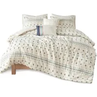 Olliix by Urban Habitat 5 Piece Aqua Full/Queen Auden Cotton Jacquard Comforter Set