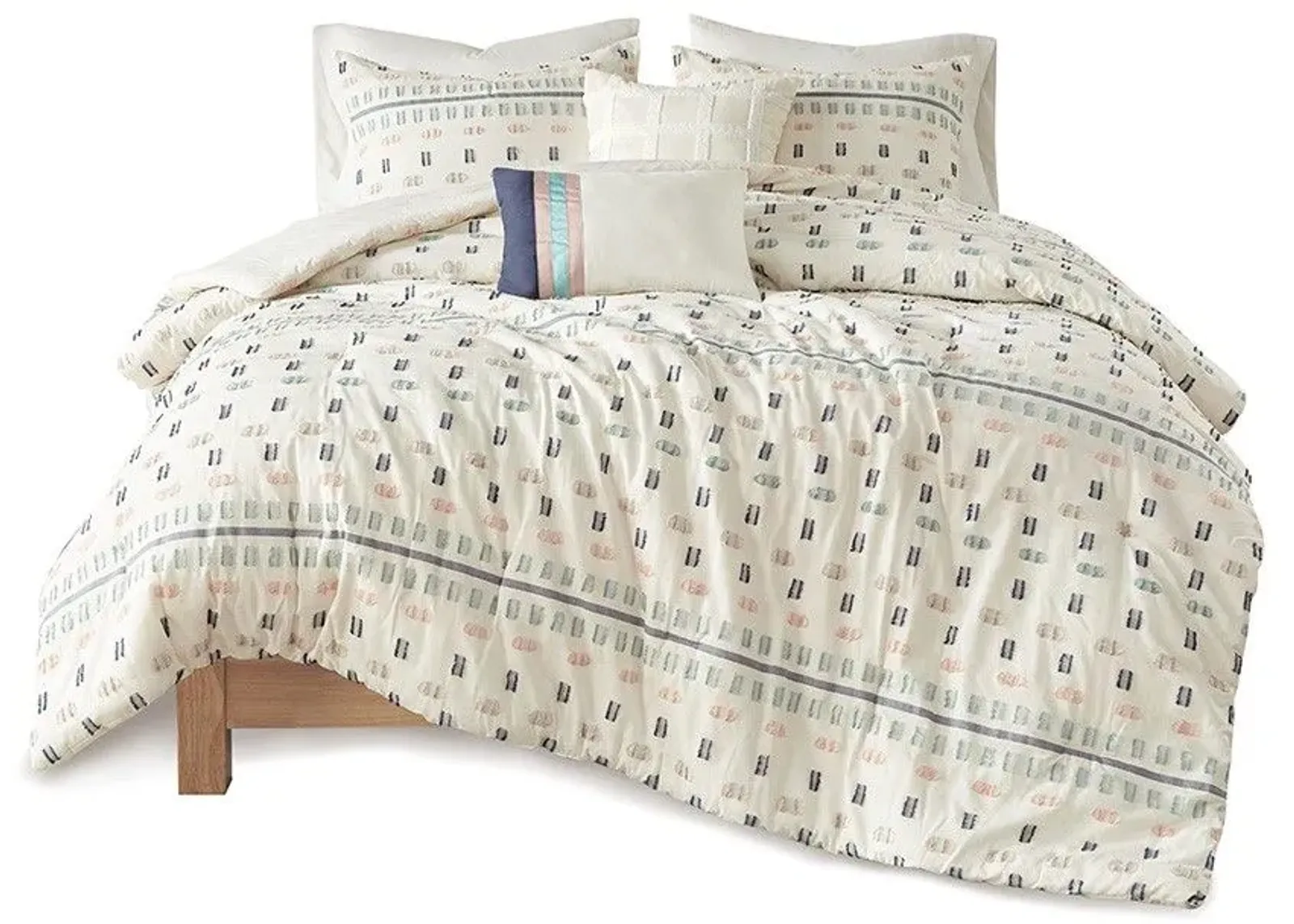 Olliix by Urban Habitat 5 Piece Aqua Full/Queen Auden Cotton Jacquard Comforter Set