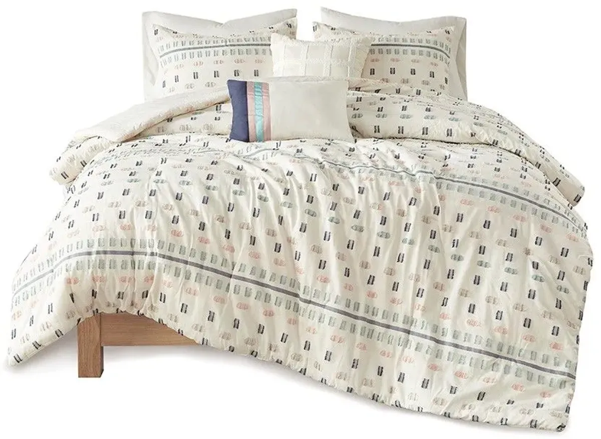 Olliix by Urban Habitat 5 Piece Aqua King/California King Auden Cotton Jacquard Comforter Set