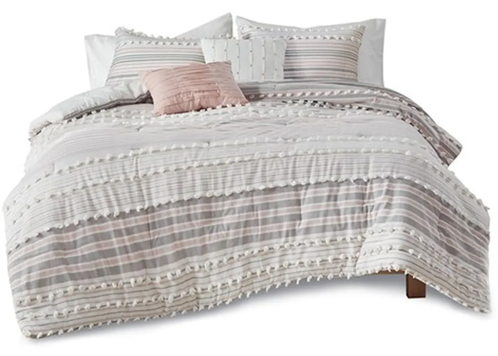 Olliix by Urban Habitat Blush Full/Queen Calum Cotton Jacquard Comforter Set