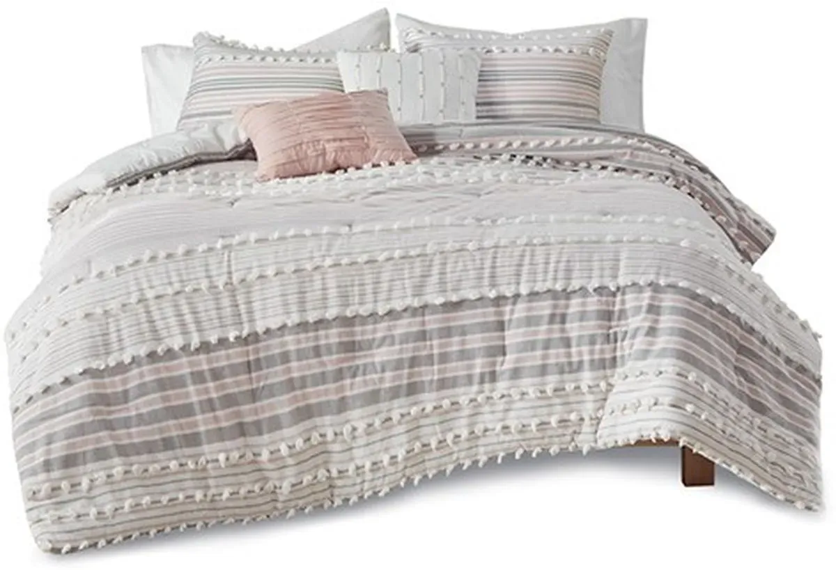 Olliix by Urban Habitat Blush Full/Queen Calum Cotton Jacquard Comforter Set