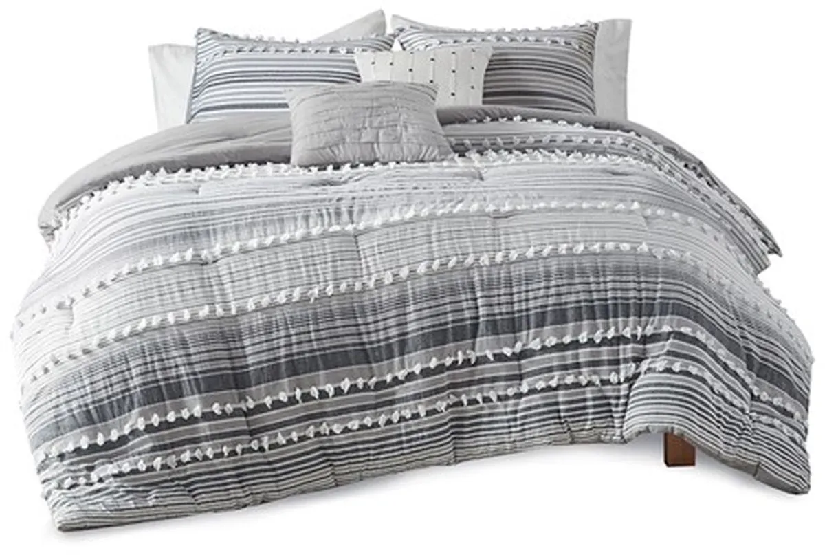 Olliix by Urban Habitat Grey Twin/Twin XL Calum Cotton Jacquard Comforter Set