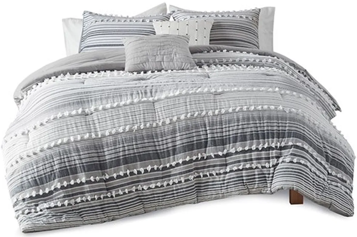 Olliix by Urban Habitat Grey Full/Queen Calum Cotton Jacquard Comforter Set