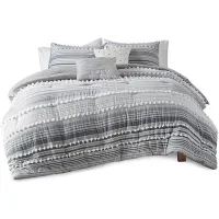 Olliix by Urban Habitat Grey King/California King Calum Cotton Jacquard Comforter Set