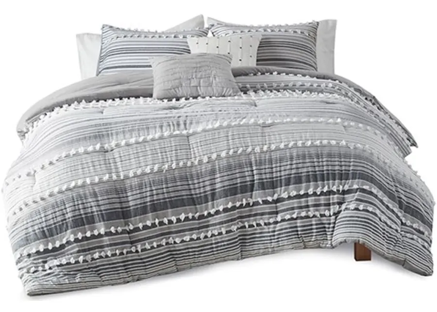 Olliix by Urban Habitat Grey King/California King Calum Cotton Jacquard Comforter Set