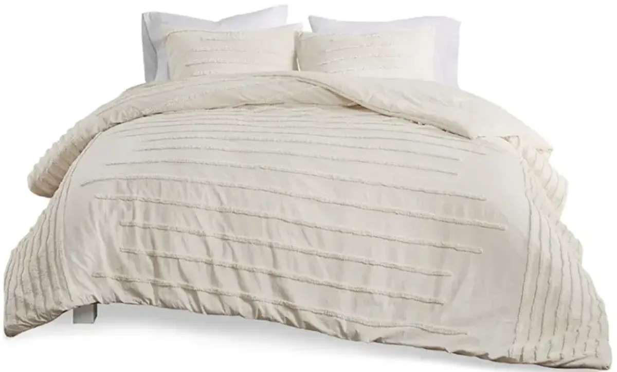 Olliix by Urban Habitat Mercer 3 Piece Ivory Full/Queen Cotton Chenille Comforter Set