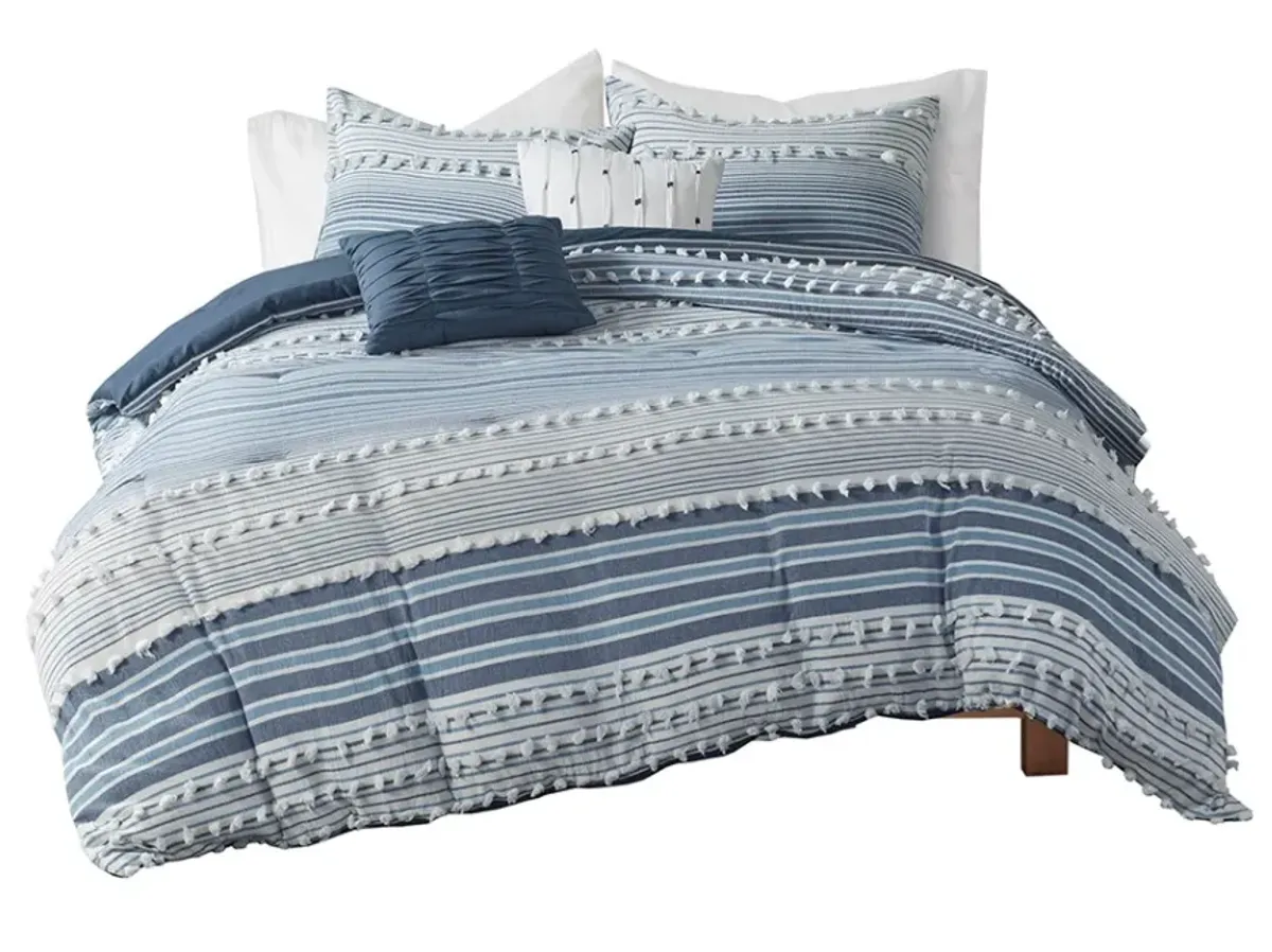 Olliix by Urban Habitat Calum Navy Twin/Twin XL Cotton Jacquard Comforter Set