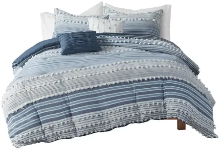 Olliix by Urban Habitat Calum Navy Full/Queen Cotton Jacquard Comforter Set