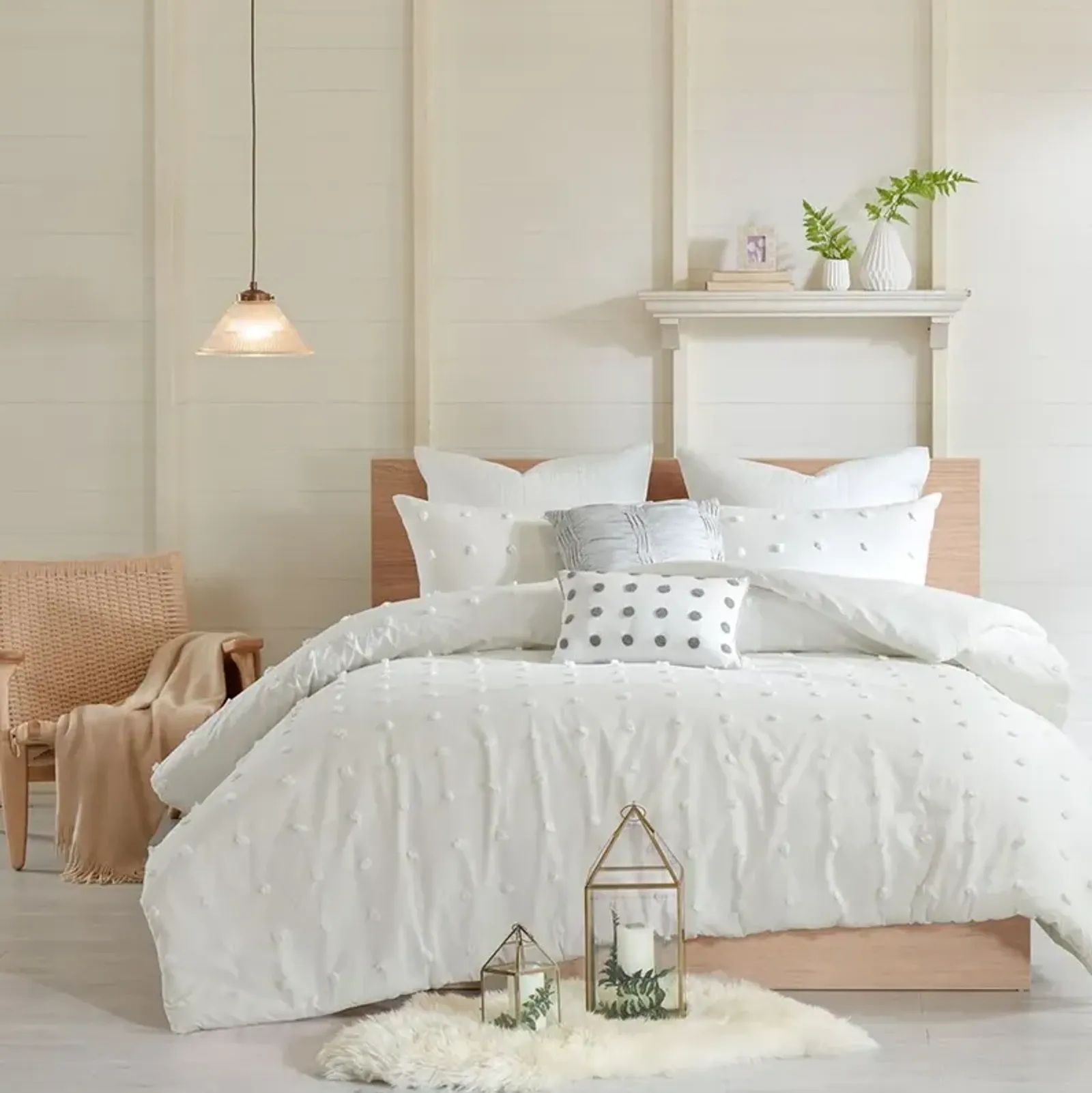 Olliix by Urban Habitat Ivory Full/Queen Brooklyn Cotton Jacquard Duvet Cover Set