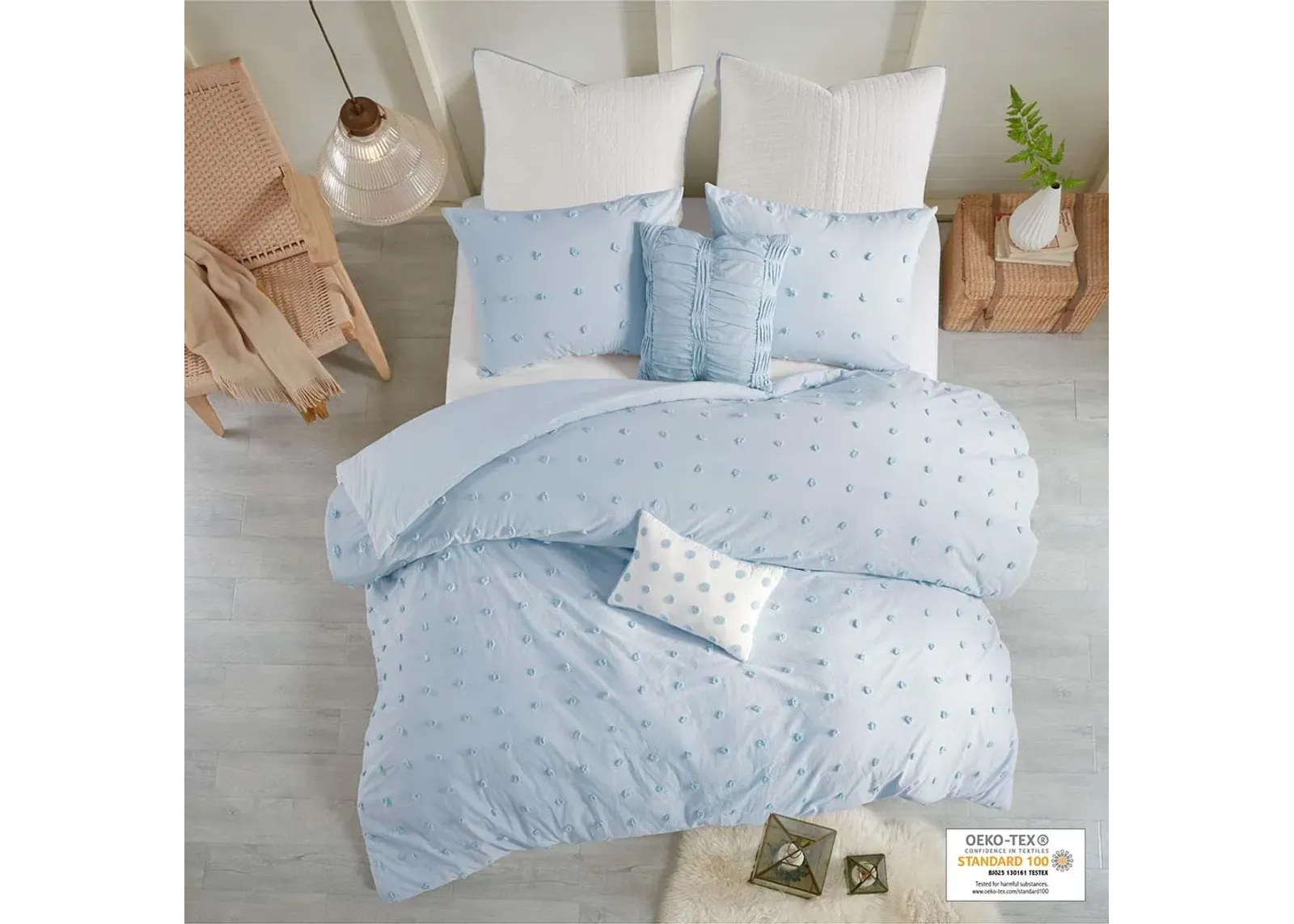 Olliix by Urban Habitat Blue Twin/Twin XL Brooklyn Cotton Jacquard Duvet Cover Set