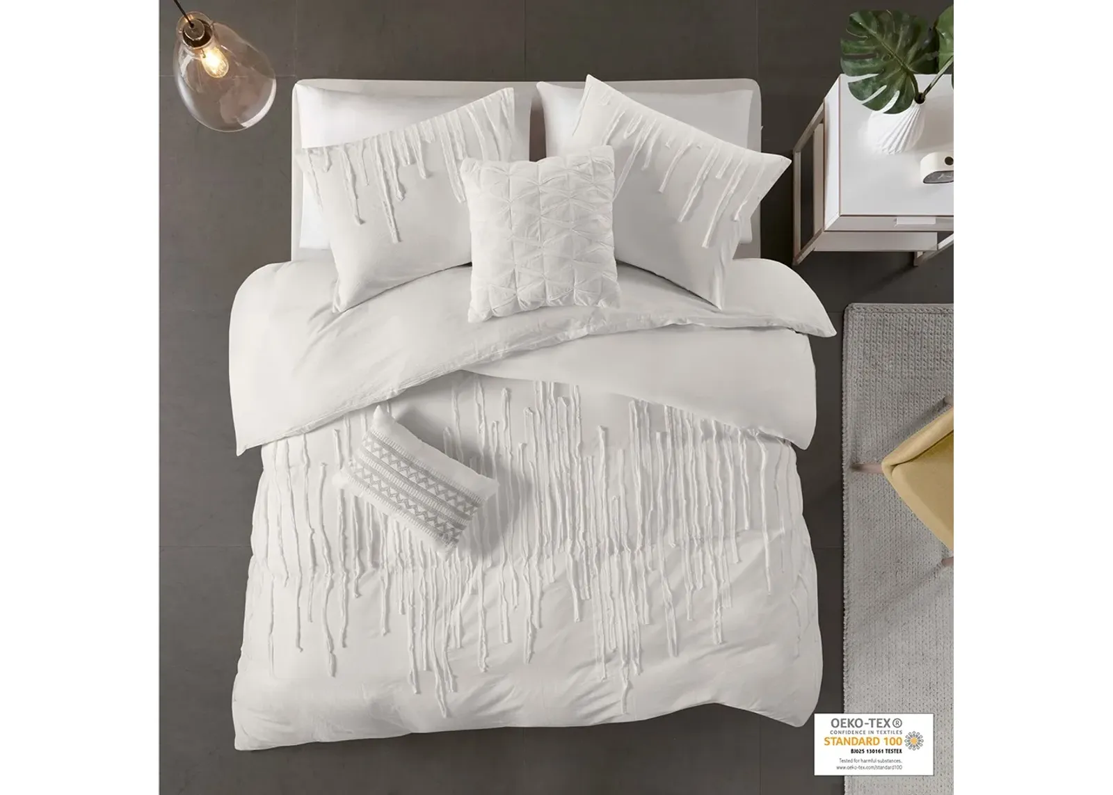 Olliix by Urban Habitat Ivory Twin/Twin XL Paloma Cotton Duvet Cover Set