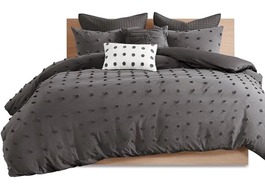 Olliix by Urban Habitat Charcoal Full/Queen Brooklyn Cotton Jacquard Duvet Cover Set