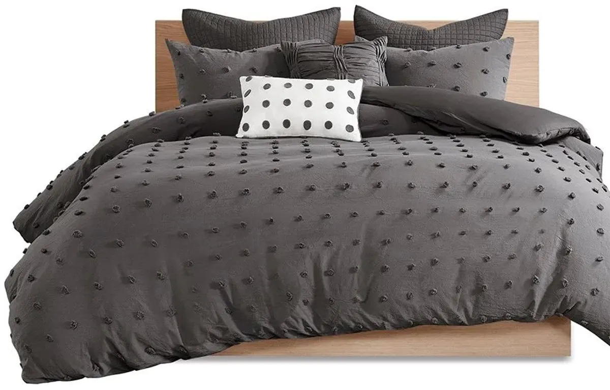 Olliix by Urban Habitat Charcoal Full/Queen Brooklyn Cotton Jacquard Duvet Cover Set