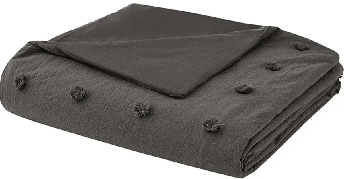 Olliix by Urban Habitat Charcoal King/California King Brooklyn Cotton Jacquard Duvet Cover Set