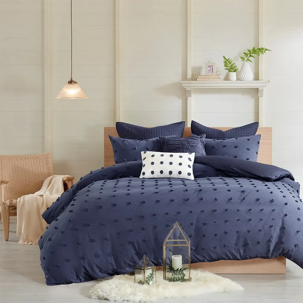 Olliix by Urban Habitat Indigo Blue Twin/Twin XL Brooklyn Cotton Jacquard Duvet Cover Set