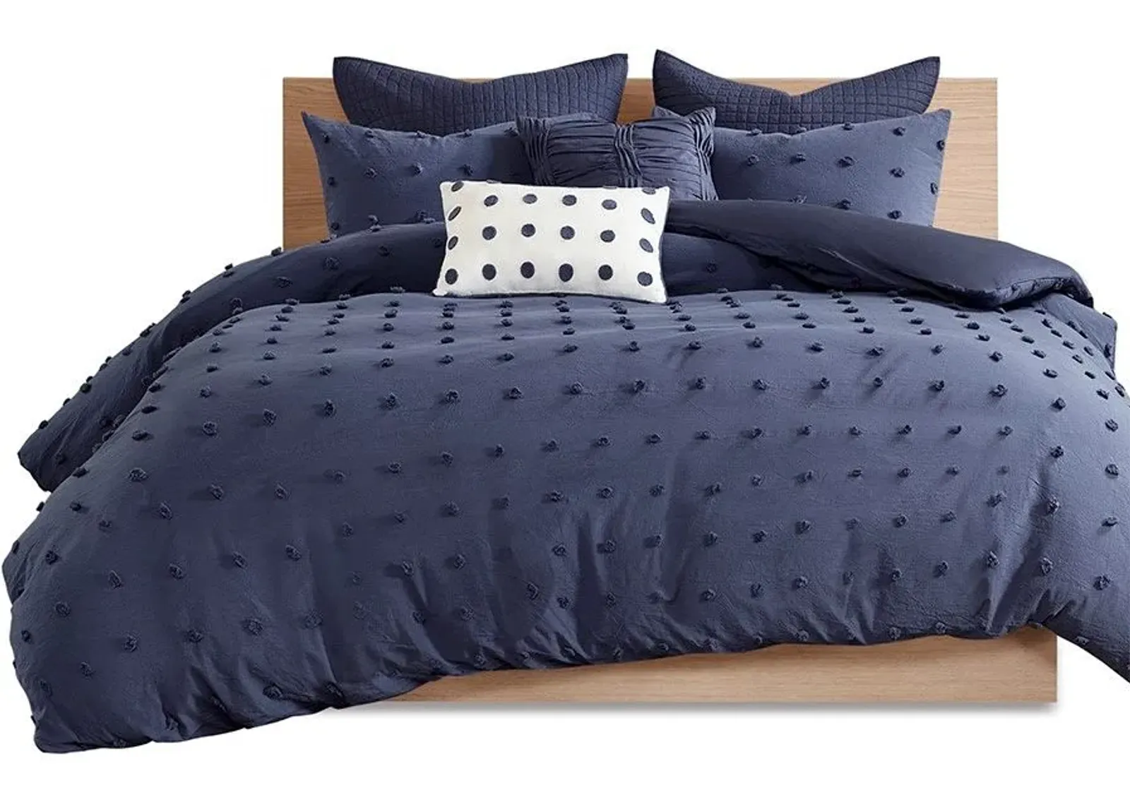 Olliix by Urban Habitat Indigo Blue Twin/Twin XL Brooklyn Cotton Jacquard Duvet Cover Set