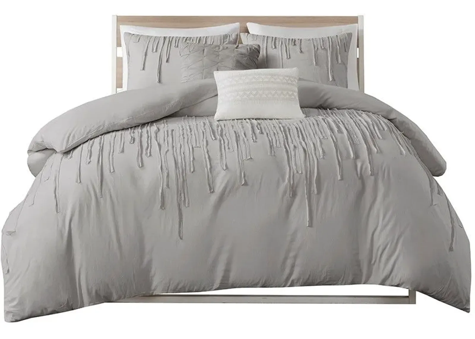 Olliix by Urban Habitat Grey Full/Queen Paloma Cotton Duvet Cover Set