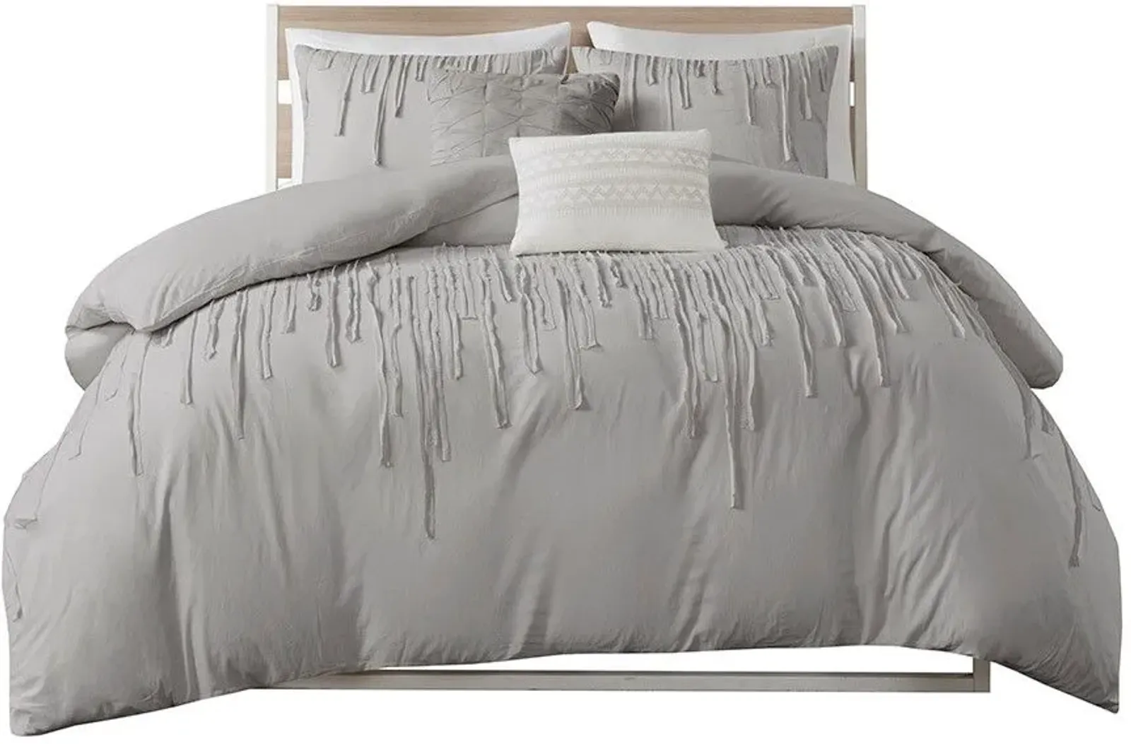 Olliix by Urban Habitat Grey Full/Queen Paloma Cotton Duvet Cover Set