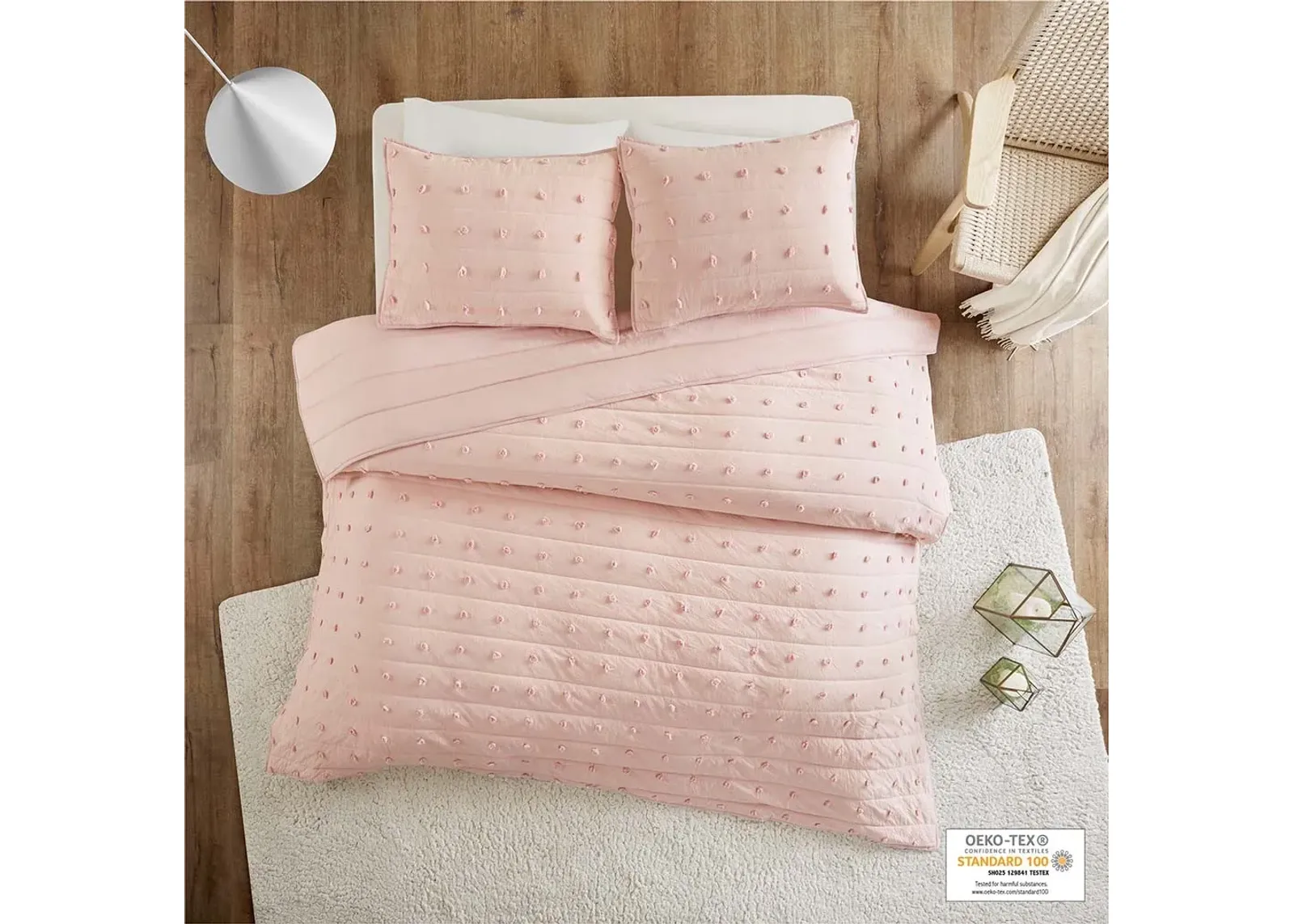 Olliix by Urban Habitat Brooklyn Pink King/California King Cotton Jacquard Coverlet Set