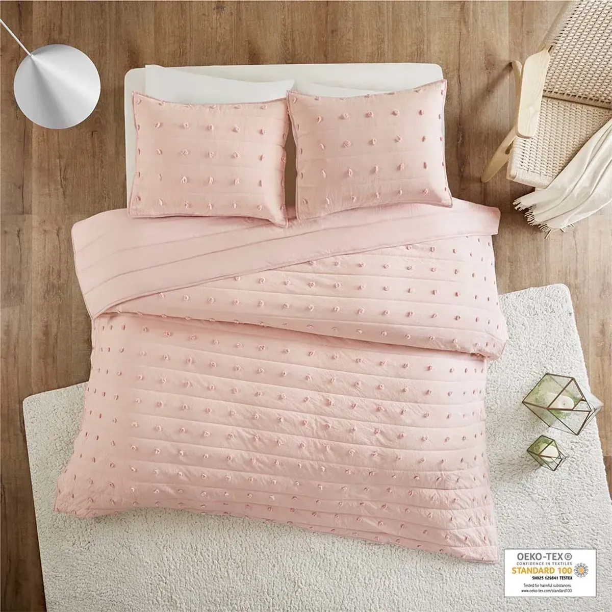 Olliix by Urban Habitat Brooklyn Pink King/California King Cotton Jacquard Coverlet Set