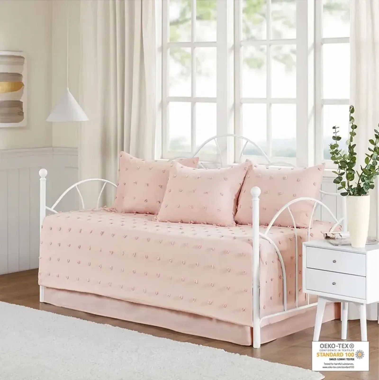 Olliix by Urban Habitat Brooklyn Pink Cotton Jacquard Daybed Set