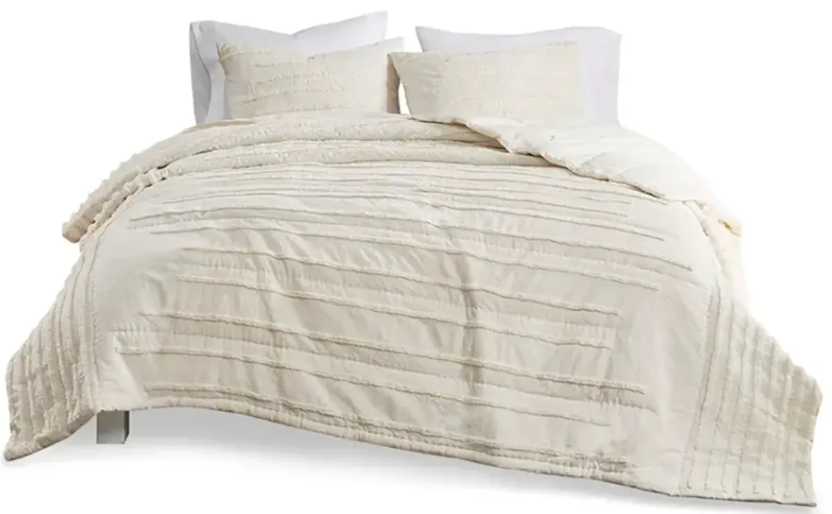 Olliix by Urban Habitat Mercer 3 Piece Ivory Full/Queen Cotton Chenille Coverlet Set