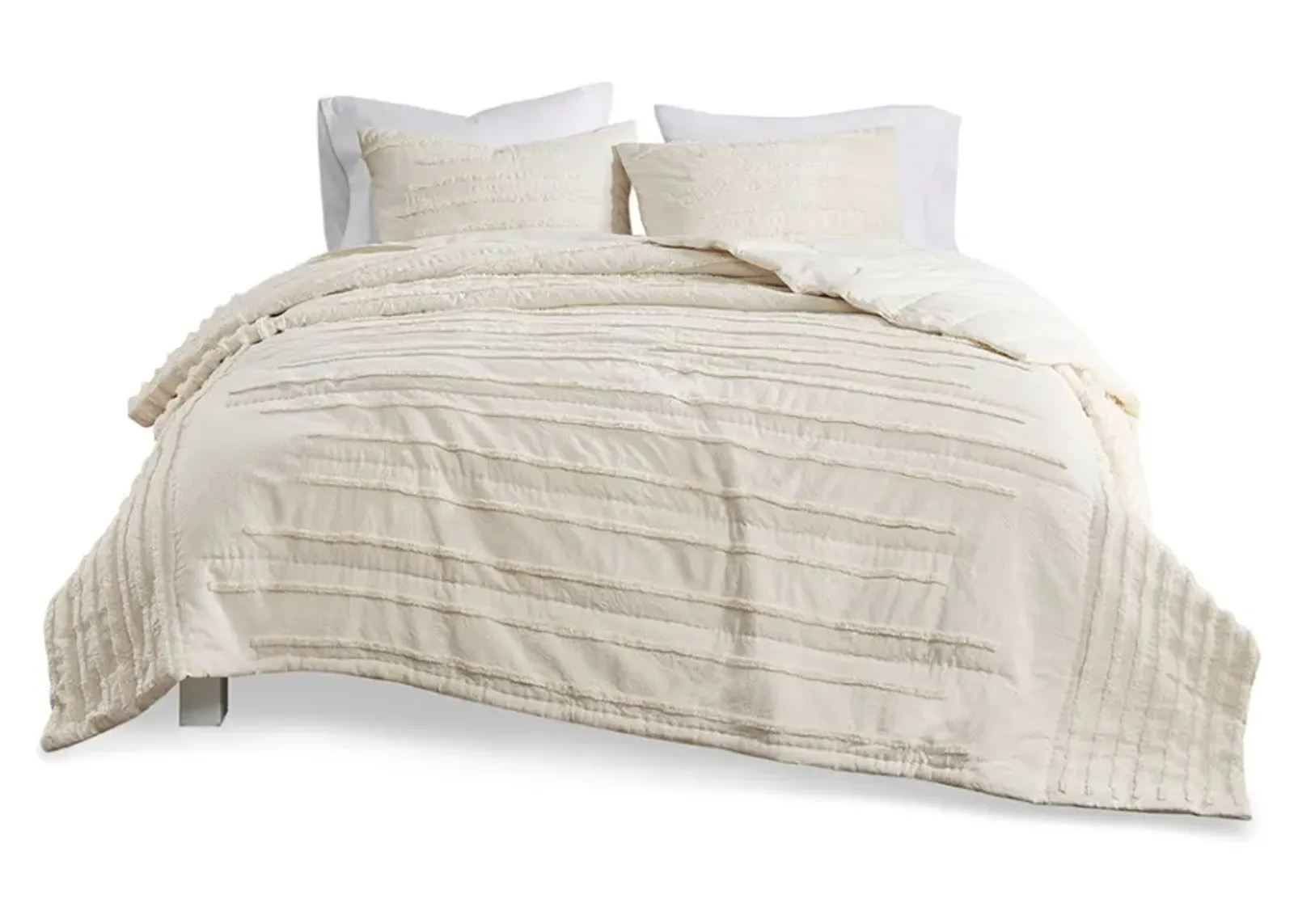 Olliix by Urban Habitat Mercer 3 Piece Ivory Full/Queen Cotton Chenille Coverlet Set