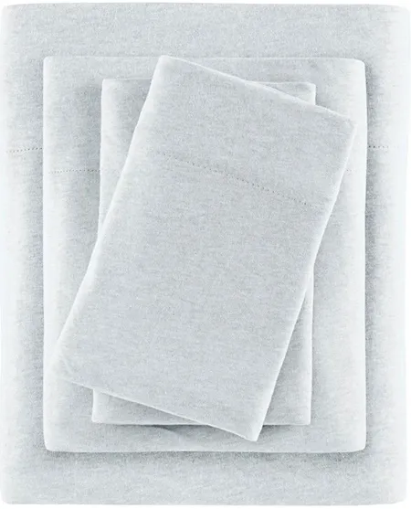 Olliix by Urban Habitat Light Grey Full Heathered Cotton Jersey Knit Sheet Set