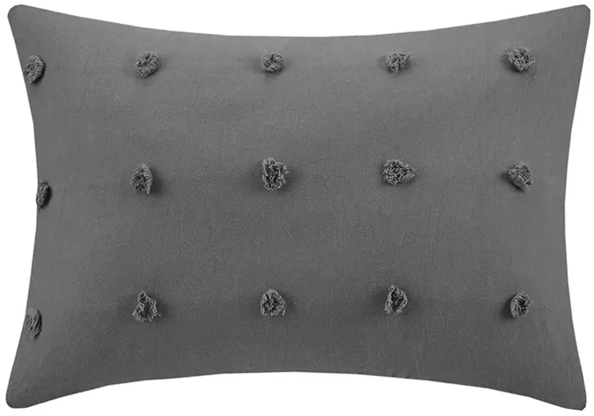 Olliix by Urban Habitat Brooklyn Charcoal 14"x"20 Cotton Jacquard Pom Pom Oblong Pillow