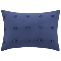 Olliix by Urban Habitat Brooklyn Indigo Blue Cotton Jacquard Pom Pom Oblong Pillow