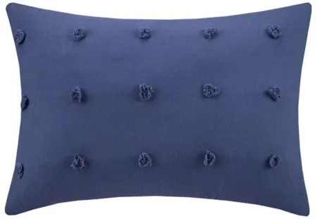 Olliix by Urban Habitat Brooklyn Indigo Blue Cotton Jacquard Pom Pom Oblong Pillow