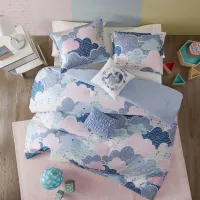 Olliix by Clean Urban Habitat Kids Cloud Blue Full/Queen Printed Comforter Set