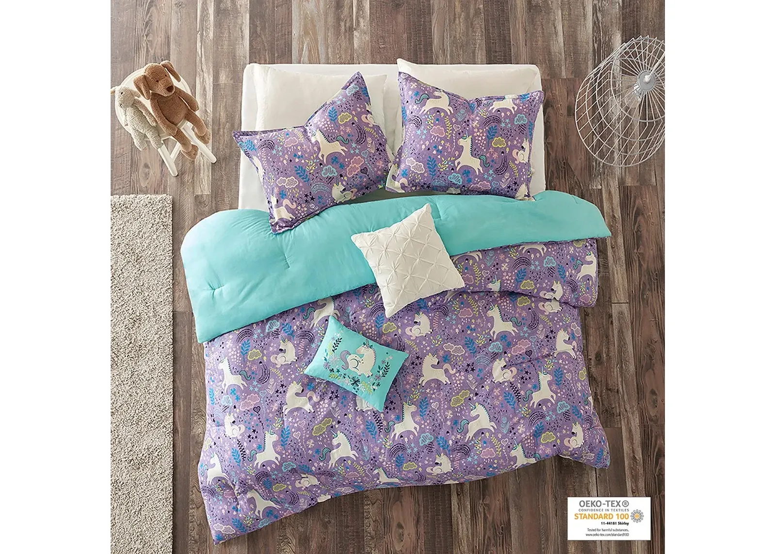 Olliix by Urban Habitat Kids Lola Purple Twin Unicorn Cotton Comforter Set