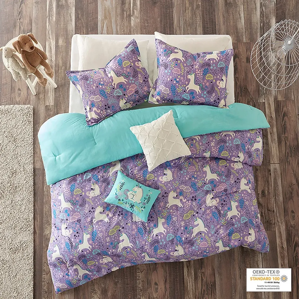 Olliix by Urban Habitat Kids Lola Purple Twin Unicorn Cotton Comforter Set